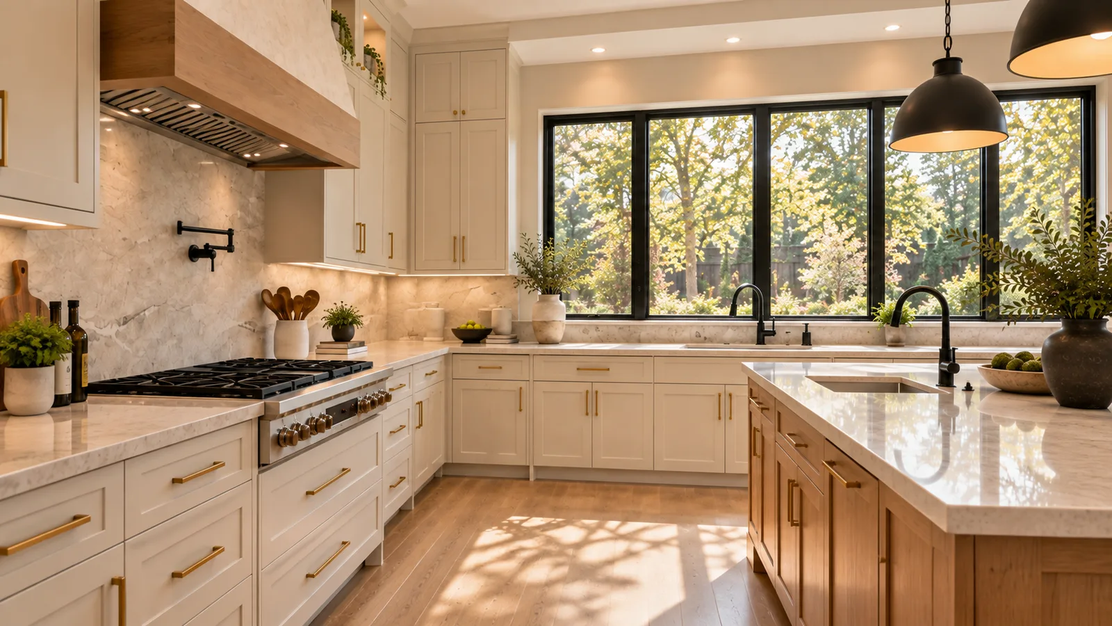 Kitchen with garden light
