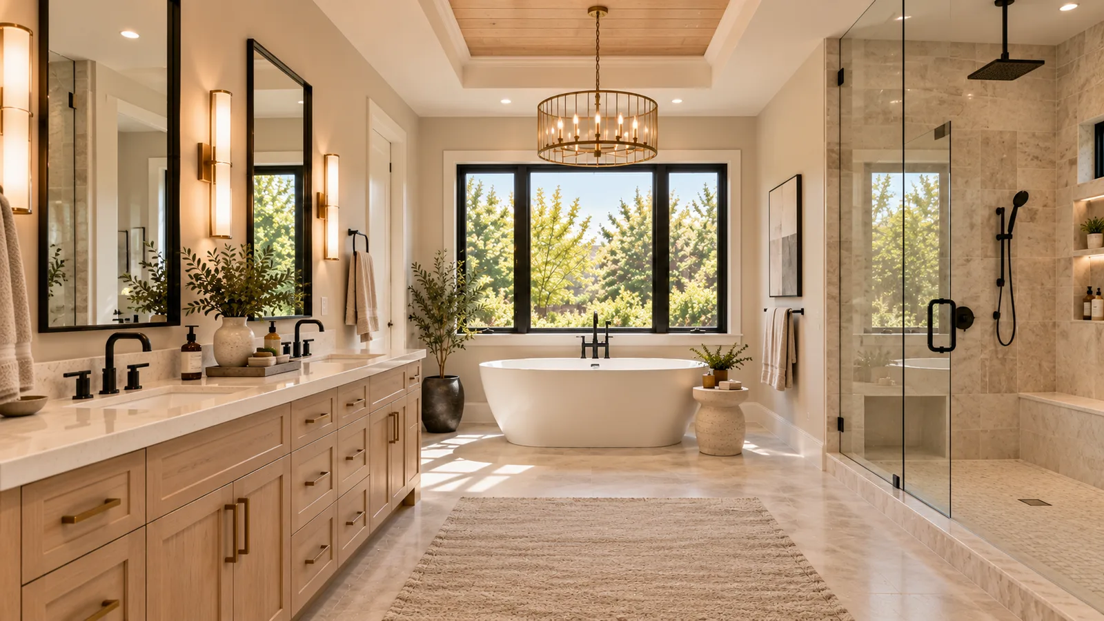 Primary bath with freestanding tub