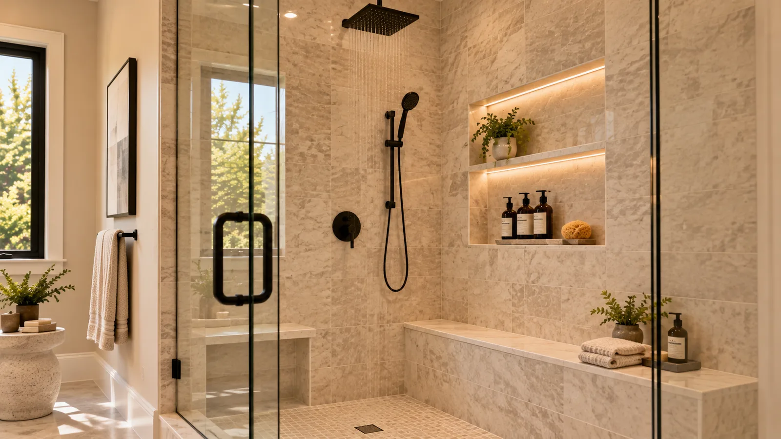 Glass steam shower