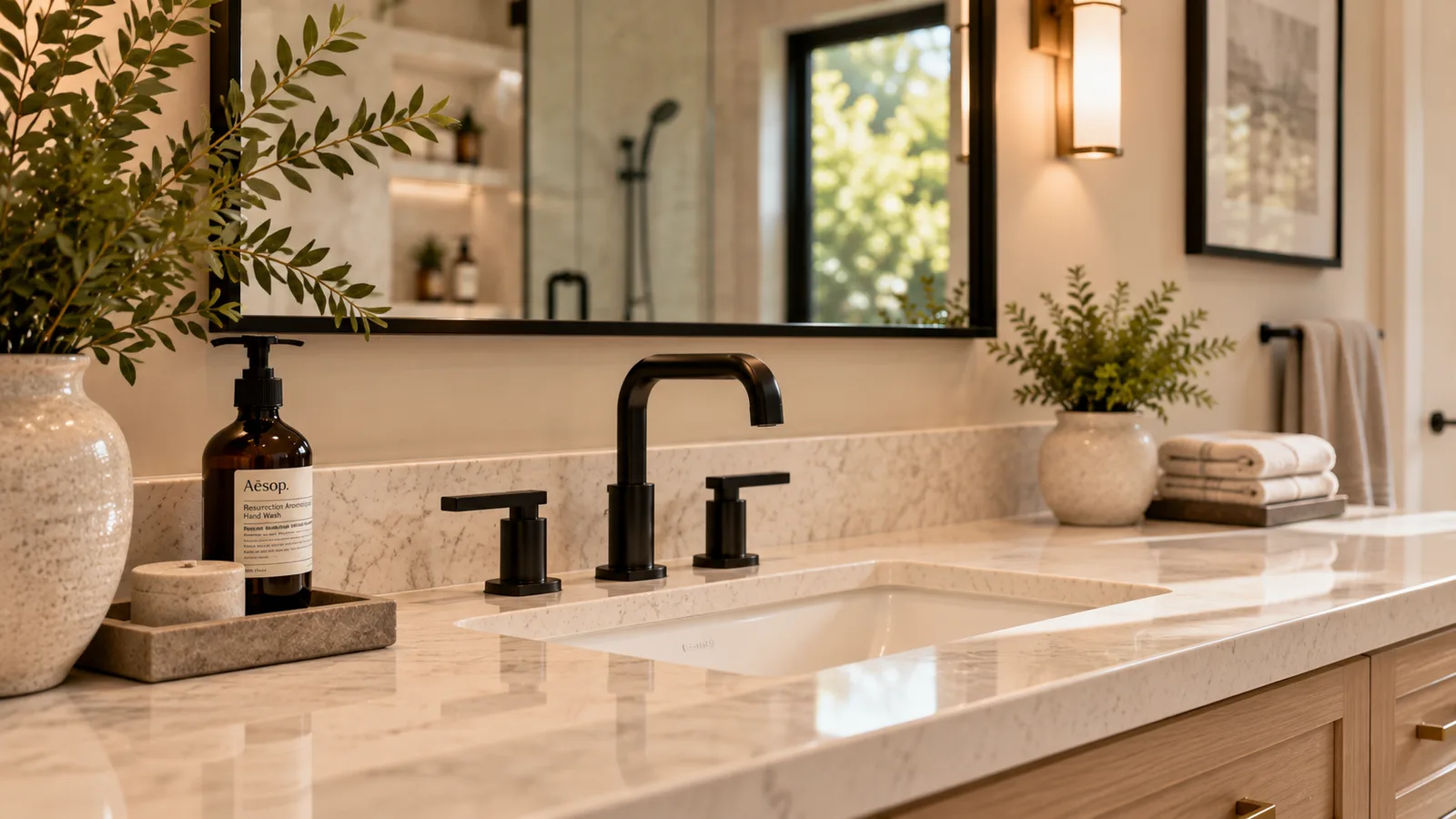 Marble vanity detail