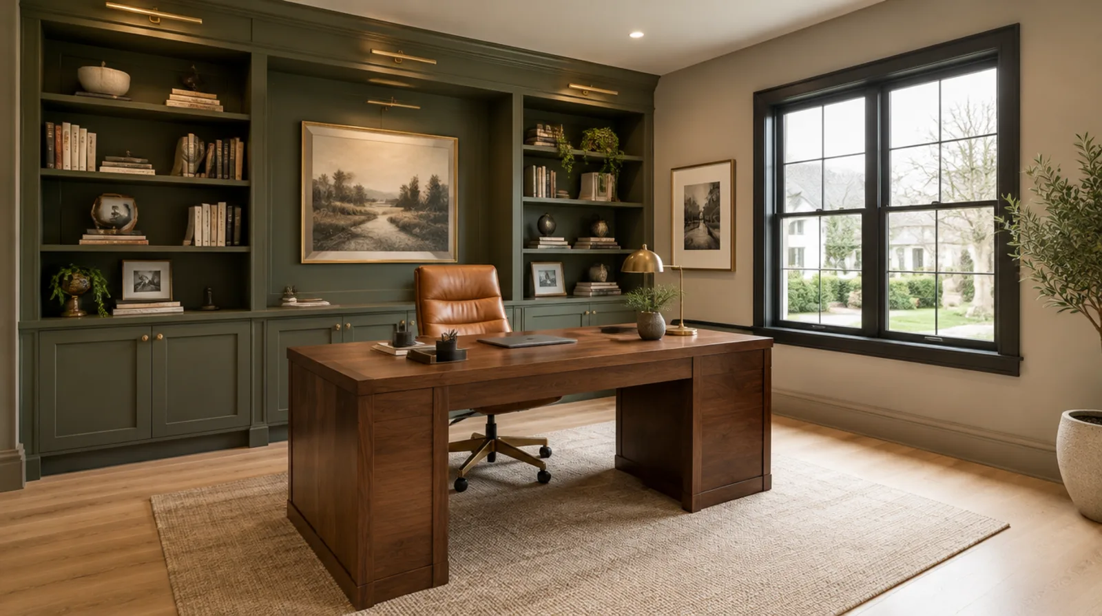 Paneled study with built-ins